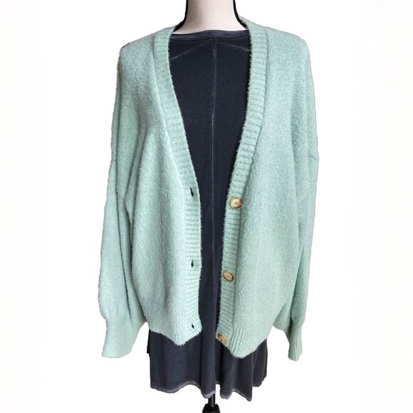 JOIE Cardigan Sweater Mint Green XL Soft Balloon Sleeves NWT - Picture 1 of 11